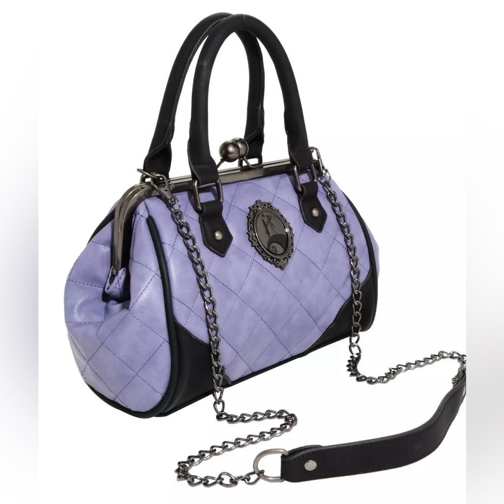 Disney Nightmare Before Christmas Lavender Quilted Satchel Bag Bioworld